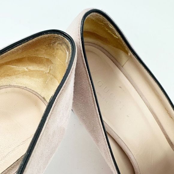 Gucci Pink Heeled Loafers with Gold Accent - Picture 6 of 14